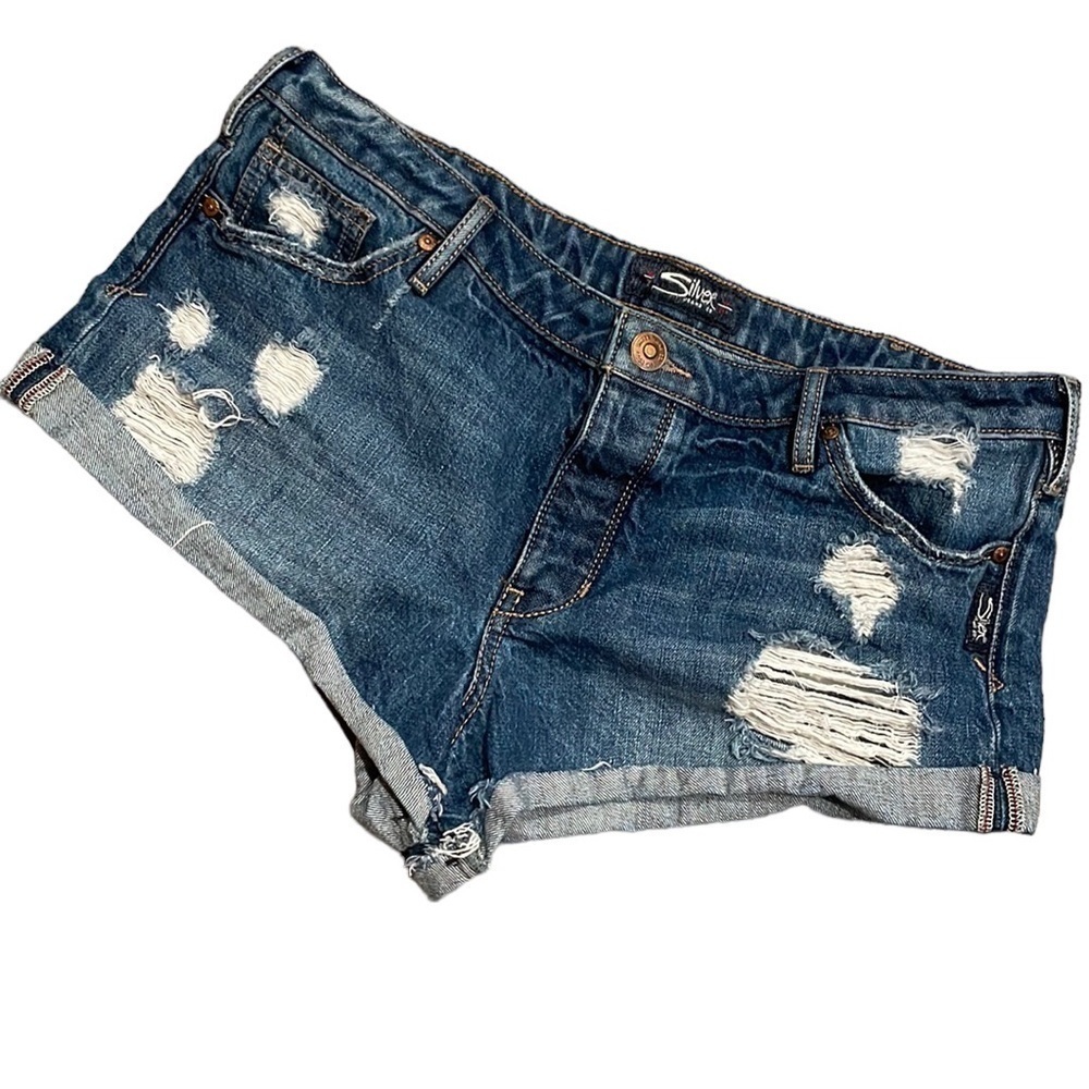 Silver Breccan Button fly Jean Shorts‎